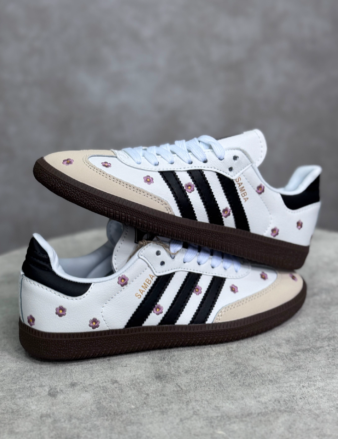 Adidas Samba White Flowers