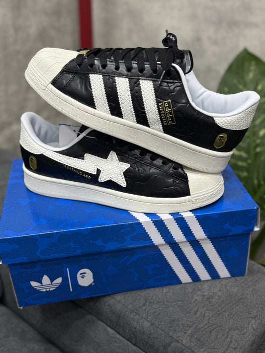 Adidas Superstar x BAPE Negro Blanco Edición Especial ⭐🔥