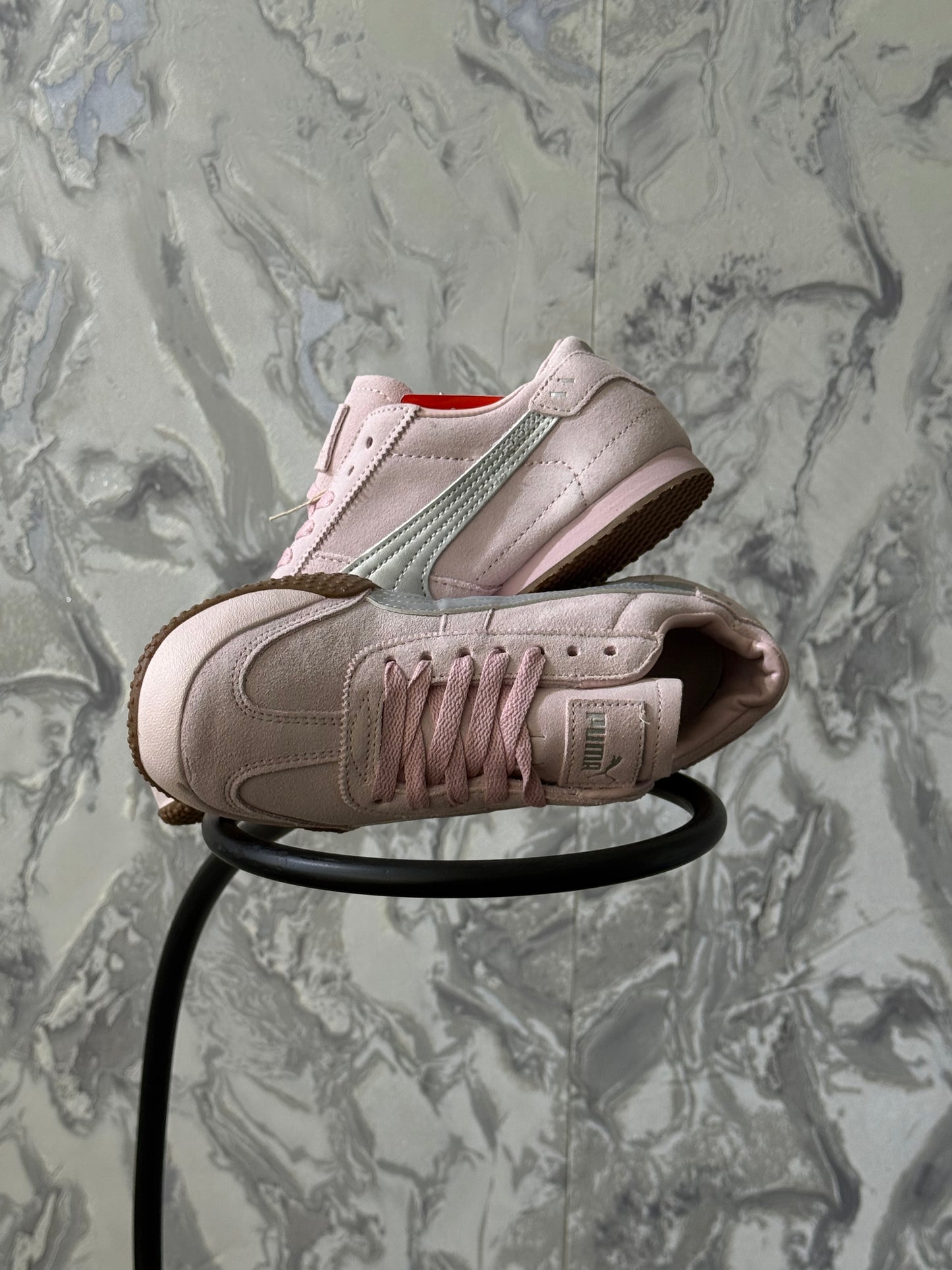 Puma Bella UT Suede In a pink/silver colorway