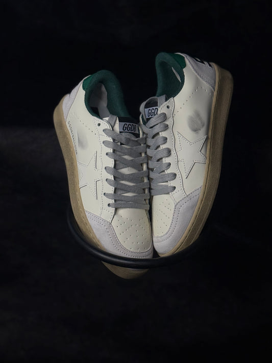 Golden Goose Ball Star de Napa Blanca con Estrella Verde