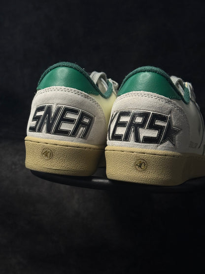 Golden Goose Ball Star de Napa Blanca con Estrella Verde