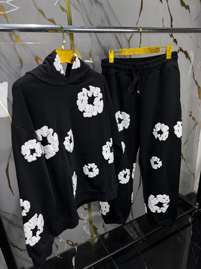 conjunto de sudadera y pantalón tipo jogger-Negro