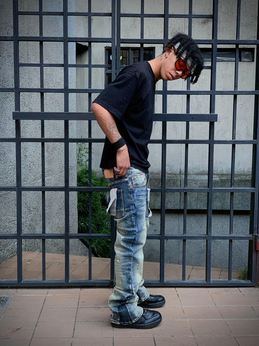 Jean tie-dye en tonos azul